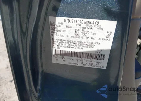 2011 Ford Escape Xlt from USA, damaged, VIN 1FMCU0DG5BKB19058